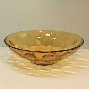 Vintage Hazel Atlas Capri dot amber glass serving bowl. No flaws